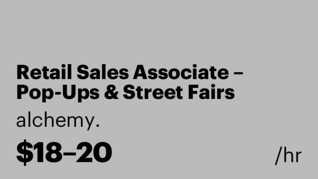Retail Sales Associate – Pop-Ups & Street Fairs (High-Energy Role)