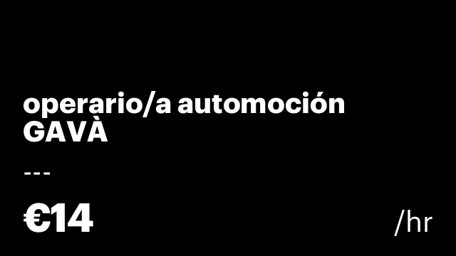 operario/a automoción GAVÀ