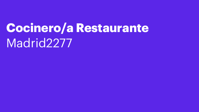 Cocinero/a Restaurante