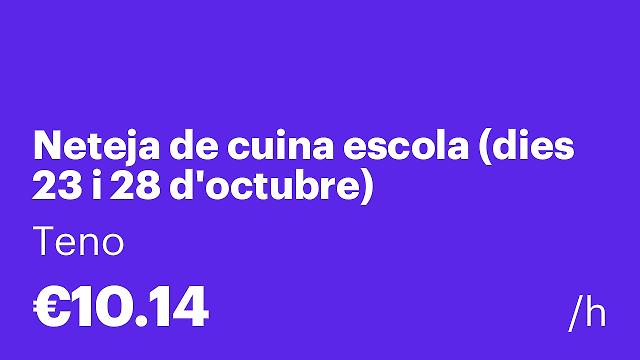 Neteja de cuina escola (dies 23 i 28 d'octubre)