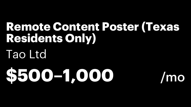 Remote Content Poster (Texas Residents Only)