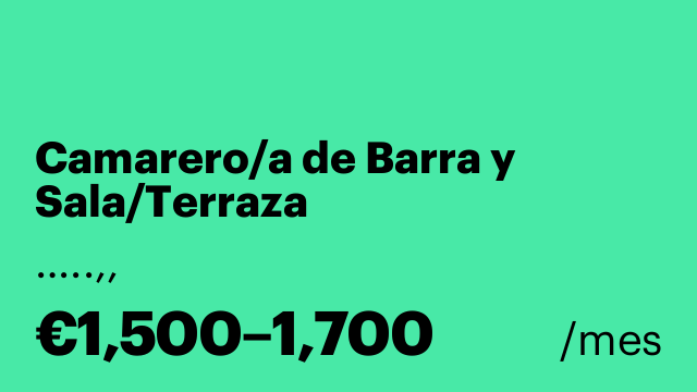 Camarero/a de Barra y Sala/Terraza