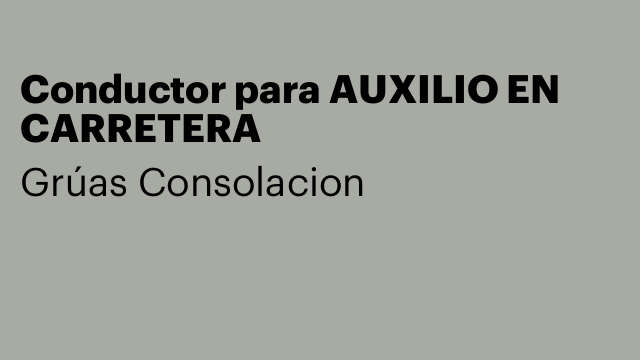 Conductor para AUXILIO EN CARRETERA