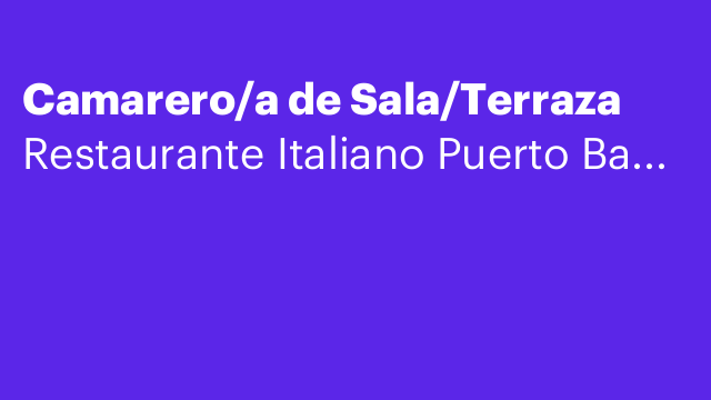 Camarero/a de Sala/Terraza