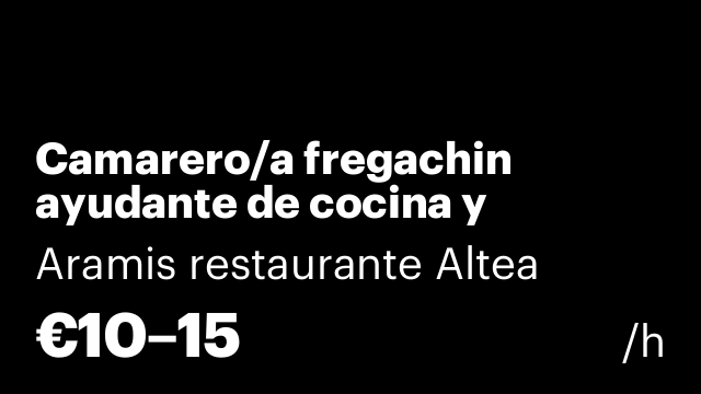 Camarero/a fregachin ayudante de cocina y cocinero