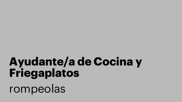 Ayudante/a de Cocina y Friegaplatos