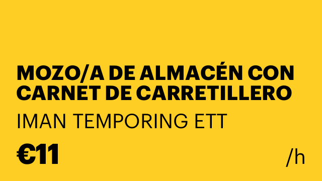 MOZO/A DE ALMACÉN CON CARNET DE CARRETILLERO