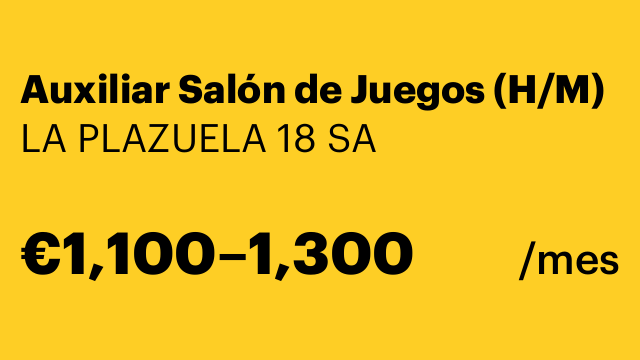 Auxiliar Salón de Juegos (H/M)
