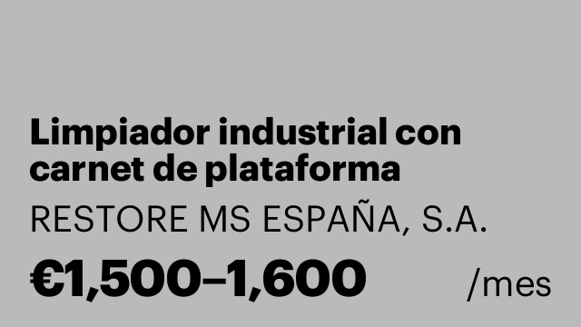 Limpiador industrial con carnet de plataforma elevadora en vigor
