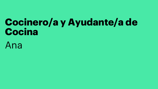 Cocinero/a y Ayudante/a de Cocina