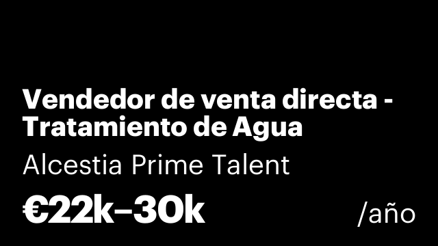 Vendedor de venta directa - Tratamiento de Agua