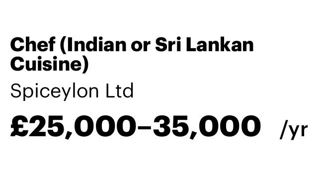 Chef (Indian or Sri Lankan Cuisine)