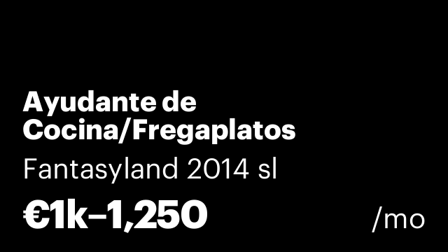 Ayudante de Cocina/Fregaplatos