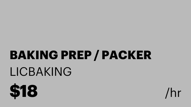 BAKING PREP / PACKER