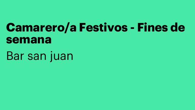 Camarero/a Festivos - Fines de semana