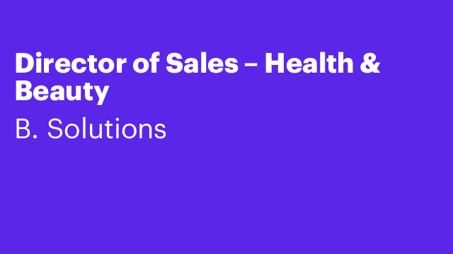 Director of Sales – Health & Beauty