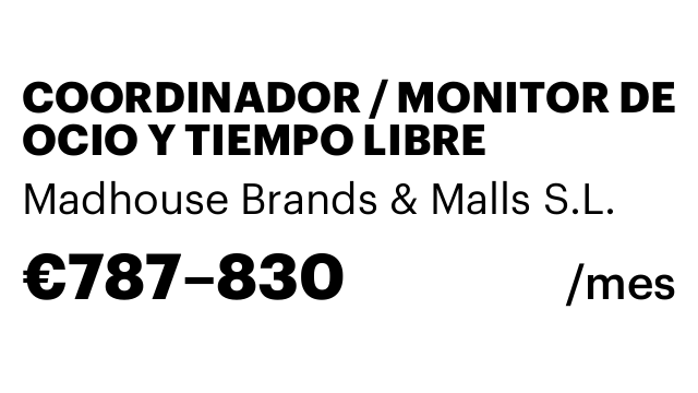 COORDINADOR / MONITOR DE OCIO Y TIEMPO LIBRE