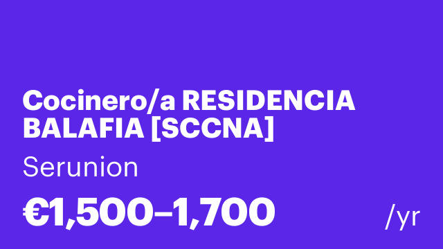 Cocinero/a RESIDENCIA BALAFIA [SCCNA]