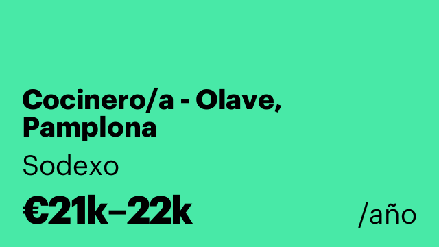Cocinero/a - Olave, Pamplona