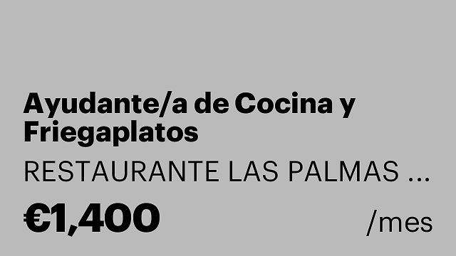 Ayudante/a de Cocina y Friegaplatos