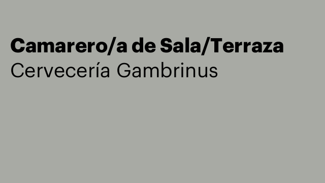 Camarero/a de Sala/Terraza