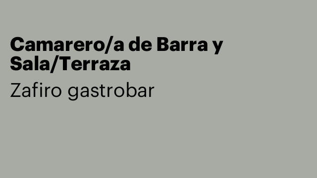 Camarero/a de Barra y Sala/Terraza
