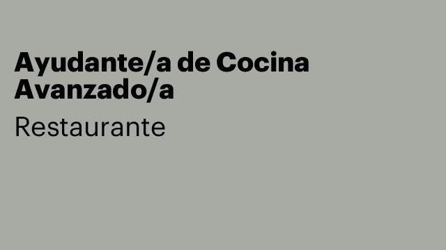 Ayudante/a de Cocina Avanzado/a