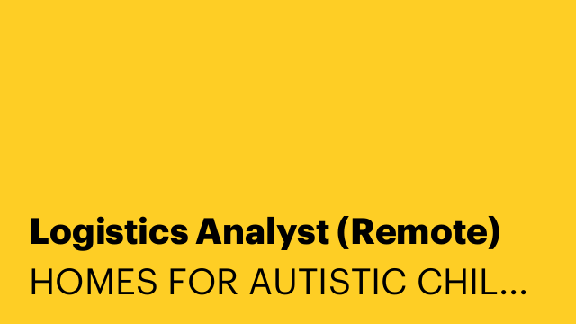Logistics Analyst (Remote)