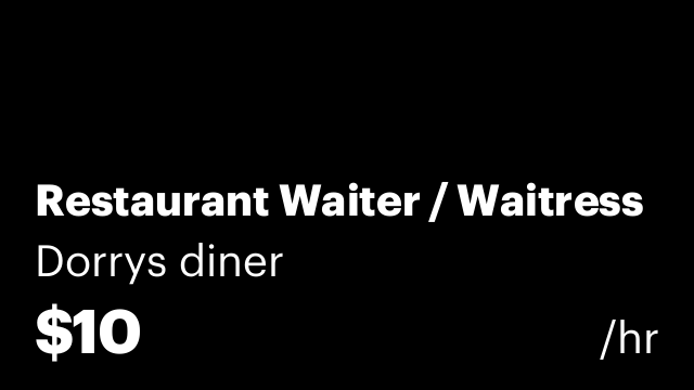 Restaurant Waiter / Waitress