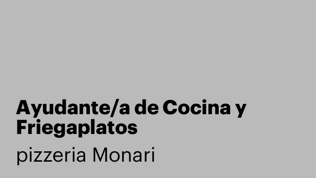 Ayudante/a de Cocina y Friegaplatos