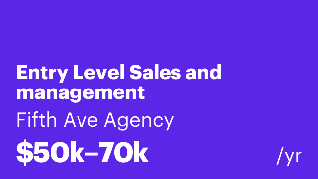 Entry Level Sales and management