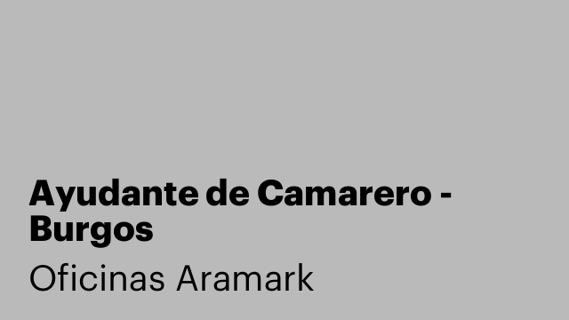 Ayudante de Camarero - Burgos