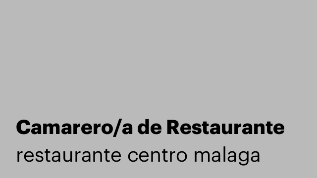 Camarero/a de Restaurante