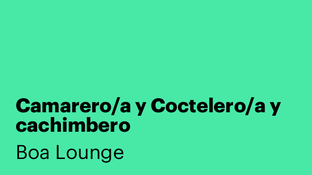 Camarero/a y Coctelero/a y cachimbero