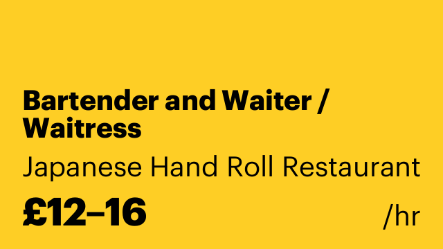 Bartender and Waiter / Waitress