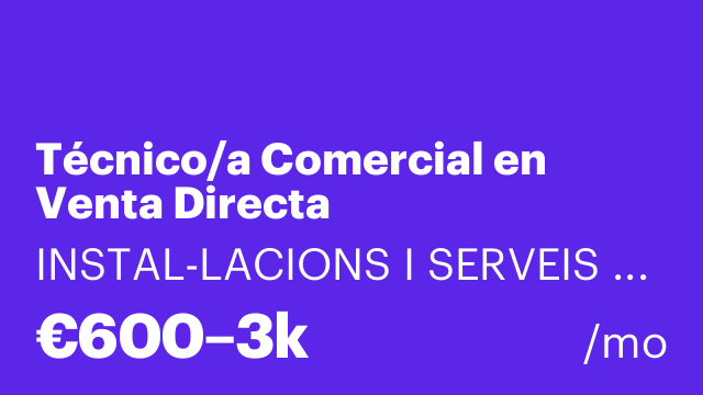 Técnico/a Comercial en Venta Directa