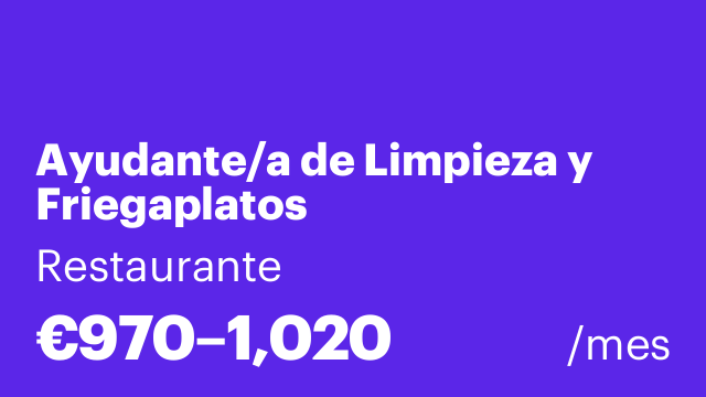 Ayudante/a de Limpieza y Friegaplatos