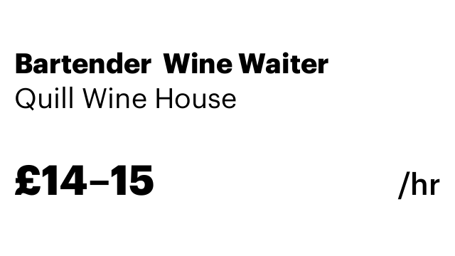 Bartender  Wine Waiter