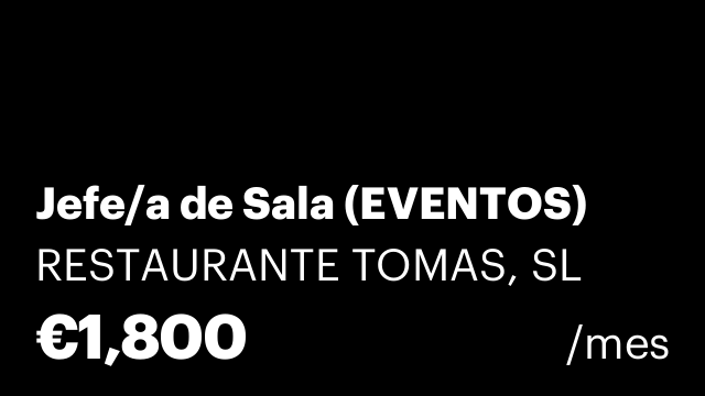 Jefe/a de Sala (EVENTOS)
