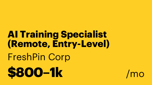 AI Training Specialist (Remote, Entry-Level)