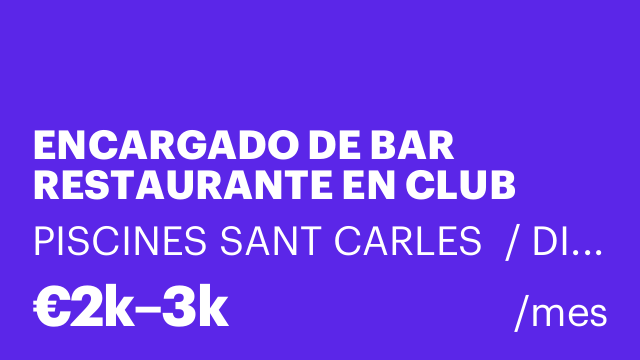 ENCARGADO DE BAR RESTAURANTE EN CLUB DEPORTIVO