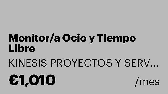 Monitor/a Ocio y Tiempo Libre