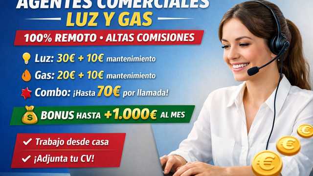 VENDE LUZ Y GAS DESDE CASA – 100% REMOTO