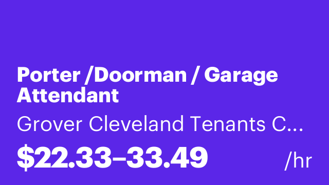 Porter /Doorman / Garage Attendant