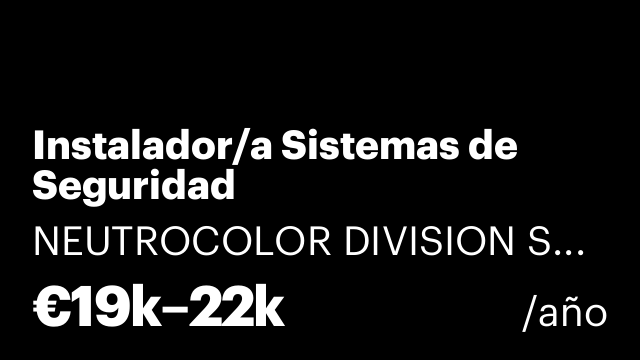Instalador/a Sistemas de Seguridad