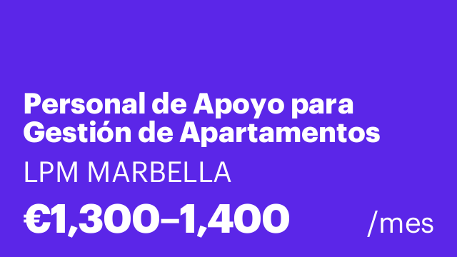 Personal de Apoyo para Gestión de Apartamentos Turísticos