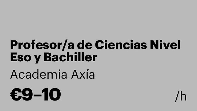 Profesor/a de Ciencias Nivel Eso y Bachiller