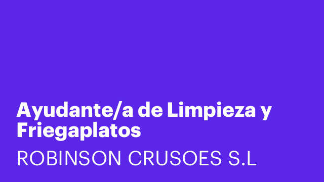 Ayudante/a de Limpieza y Friegaplatos