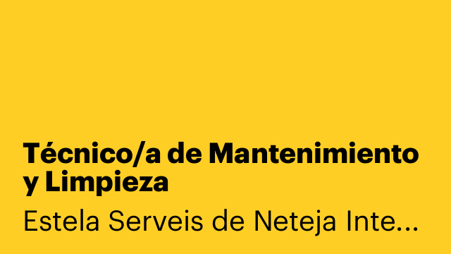 Técnico/a de Mantenimiento y Limpieza
