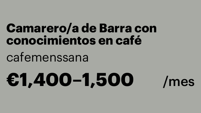 Camarero/a de Barra con conocimientos en café